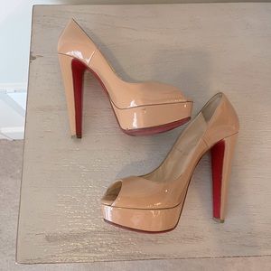 Christian Louboutin 38.5 nude platform heels